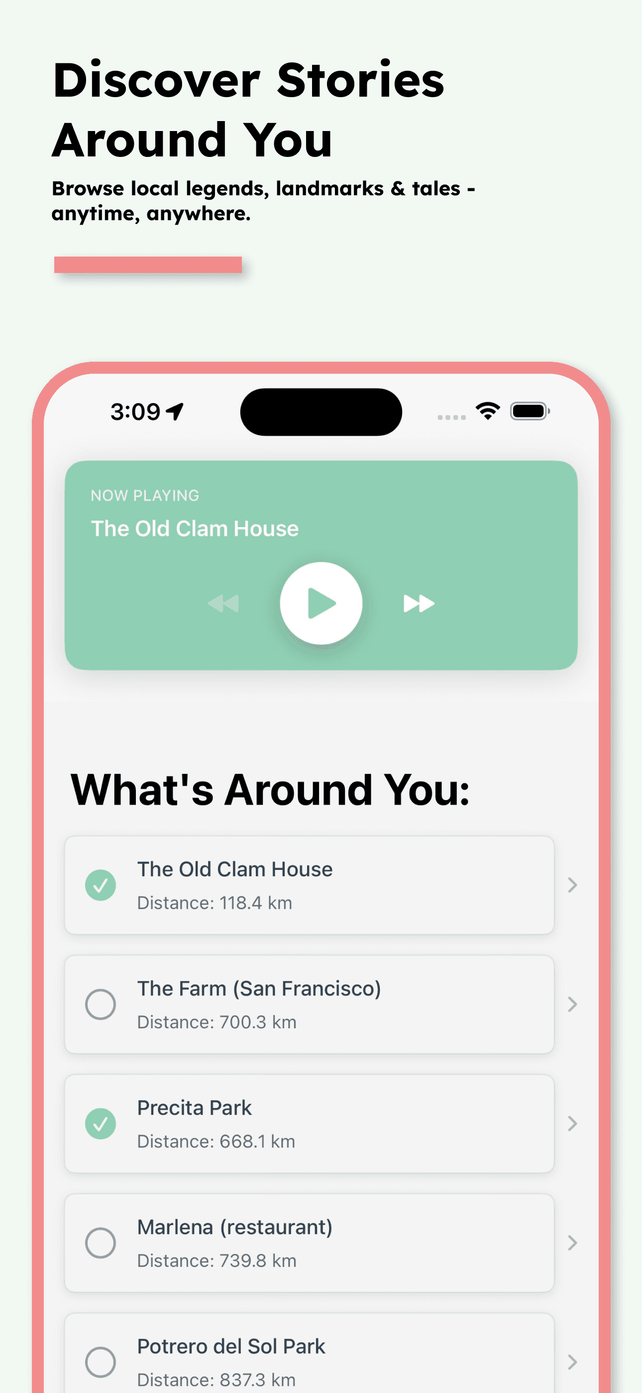 Here 'n There audio story playback while driving