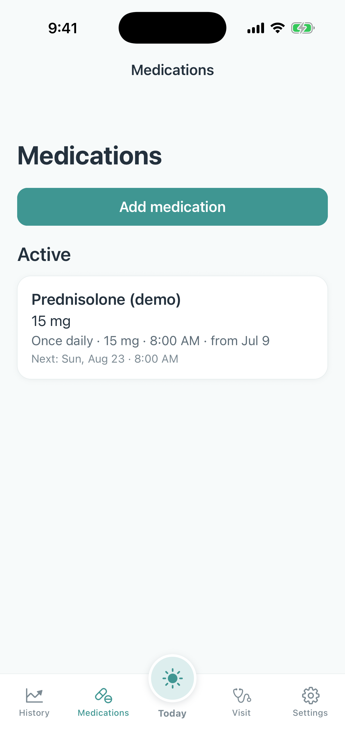 Medications list on iPhone